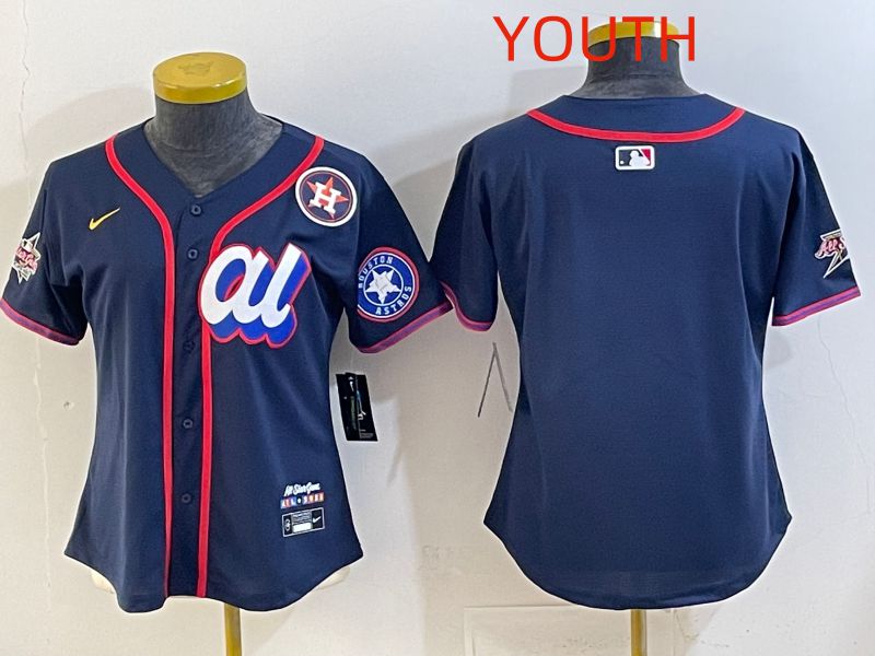 Youth 2025 Houston Astros Blank Drak Blue All star Nike MLB Jersey style 02